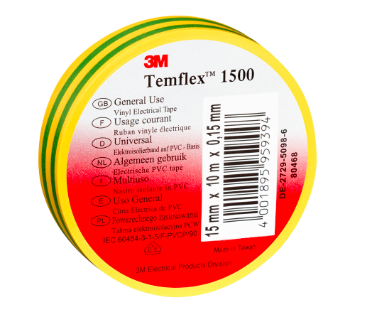 3m Temflex isolerbånd gul/grøn