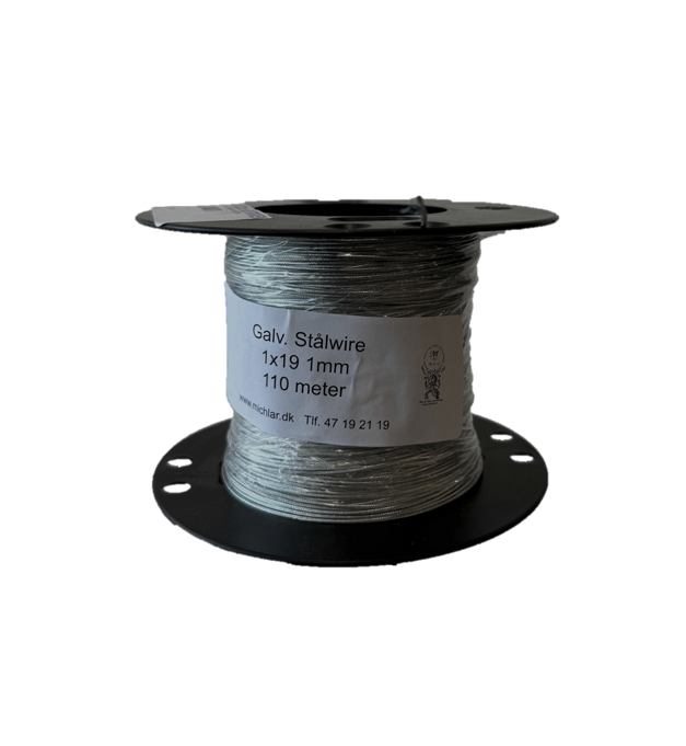 Galv Stålwire 1x19 1mm 100 meter pr rulle - (100 meter)