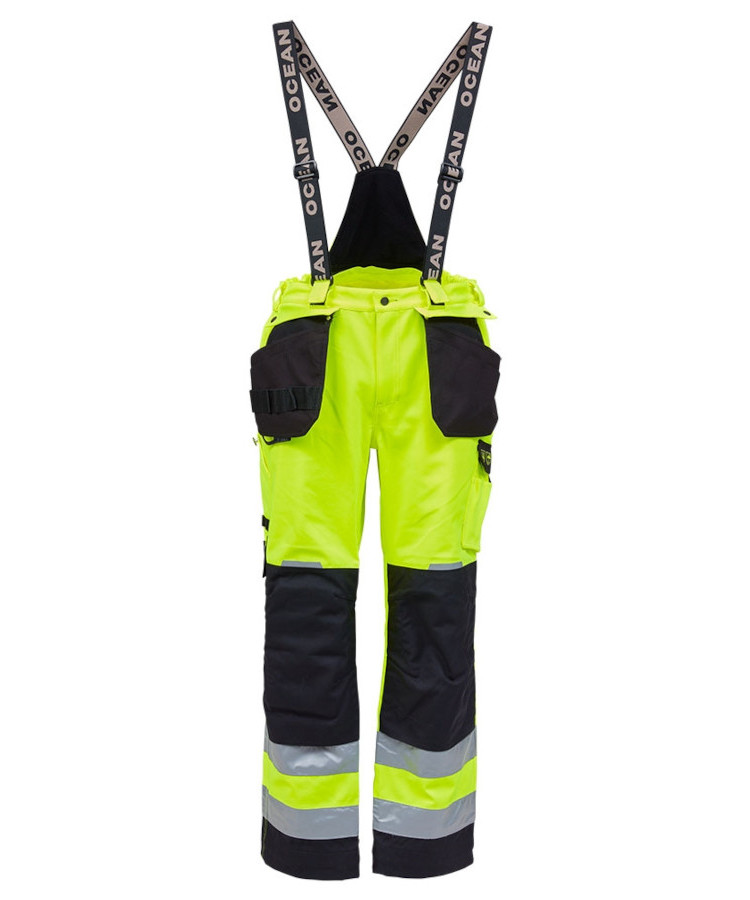 Se Ocean Åbo Hi-Vis Stretch regnbukser (Hi Vis Orange/Sort, L) hos Specialbutikken