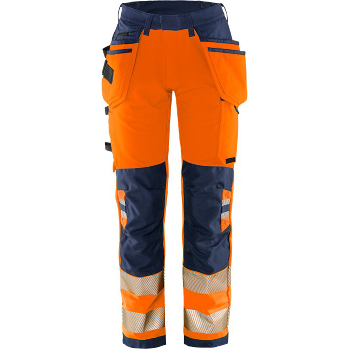 Billede af Kansas/Fristads Green Hi Vis Håndværker stretchbukser Dame (Hi Vis Orange/Marine, 48)