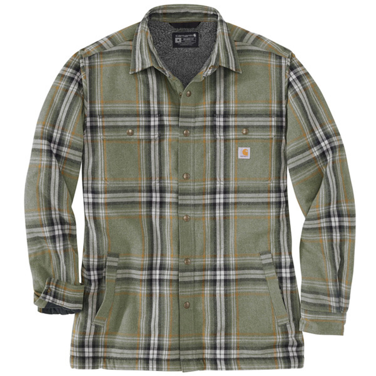 Se Carhartt Flannel Sherpa Lined Shirt (Basil, S) hos Specialbutikken