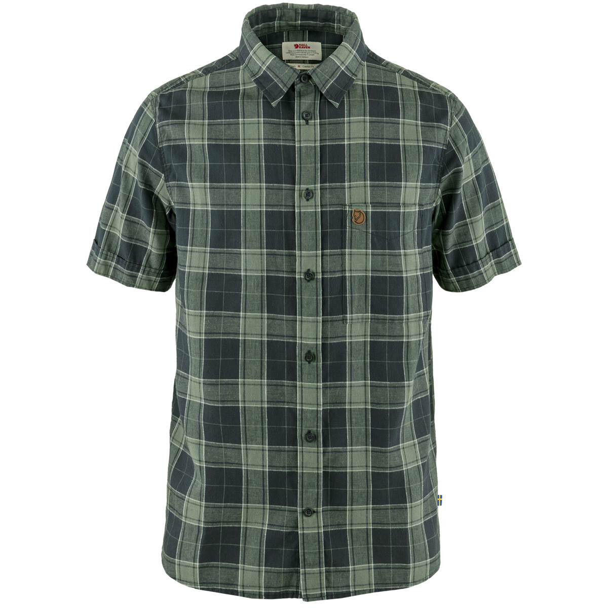 Fjällräven Övik Travel Shirt SS M (D. Navy/Patina Green, S) billede