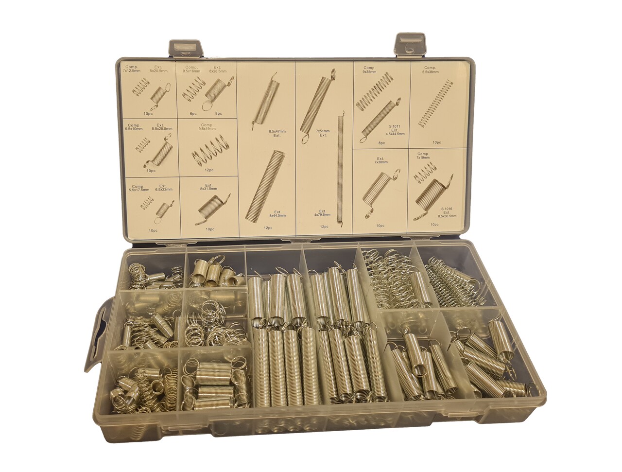 Fjedersortiment 200 dele, træk & tryk fjedre