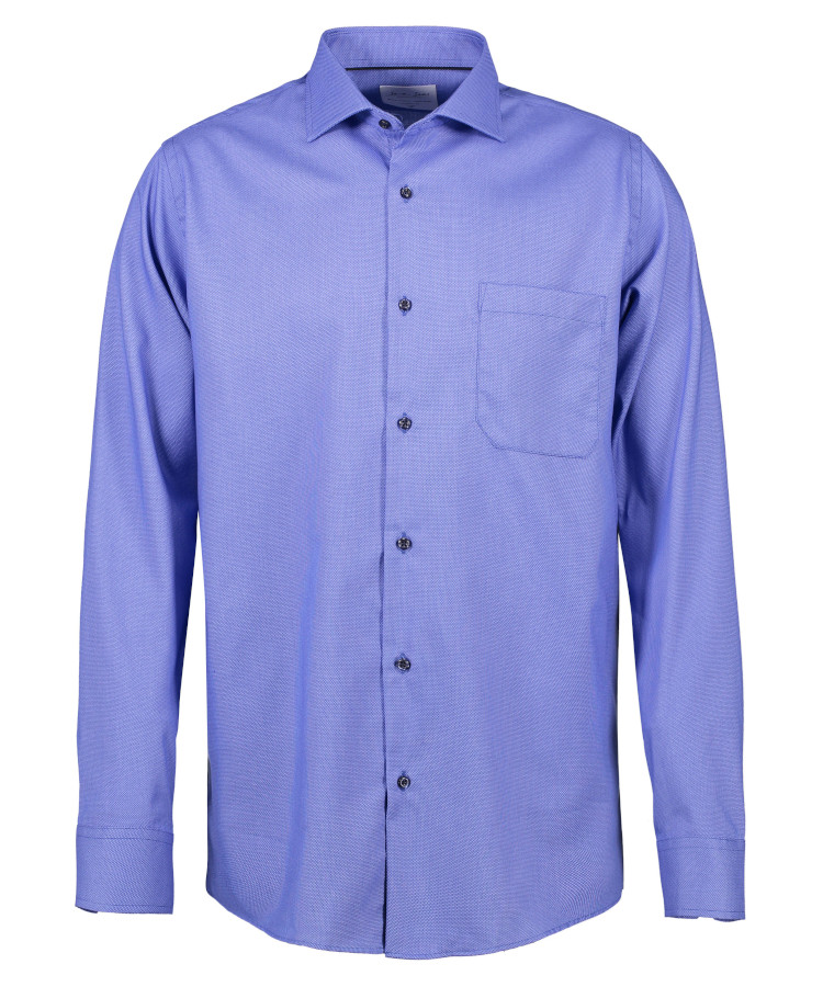Se Seven Seas Copenhagen by ID Dobby Royal Oxford L/S skjorte (French Blue, XL) hos Specialbutikken
