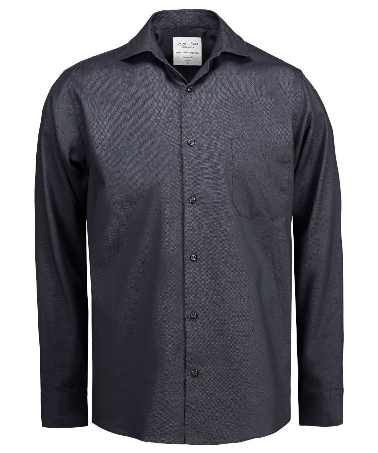 Se Seven Seas Copenhagen by ID Dobby Royal Oxford L/S skjorte (Koks Grå, M) hos Specialbutikken