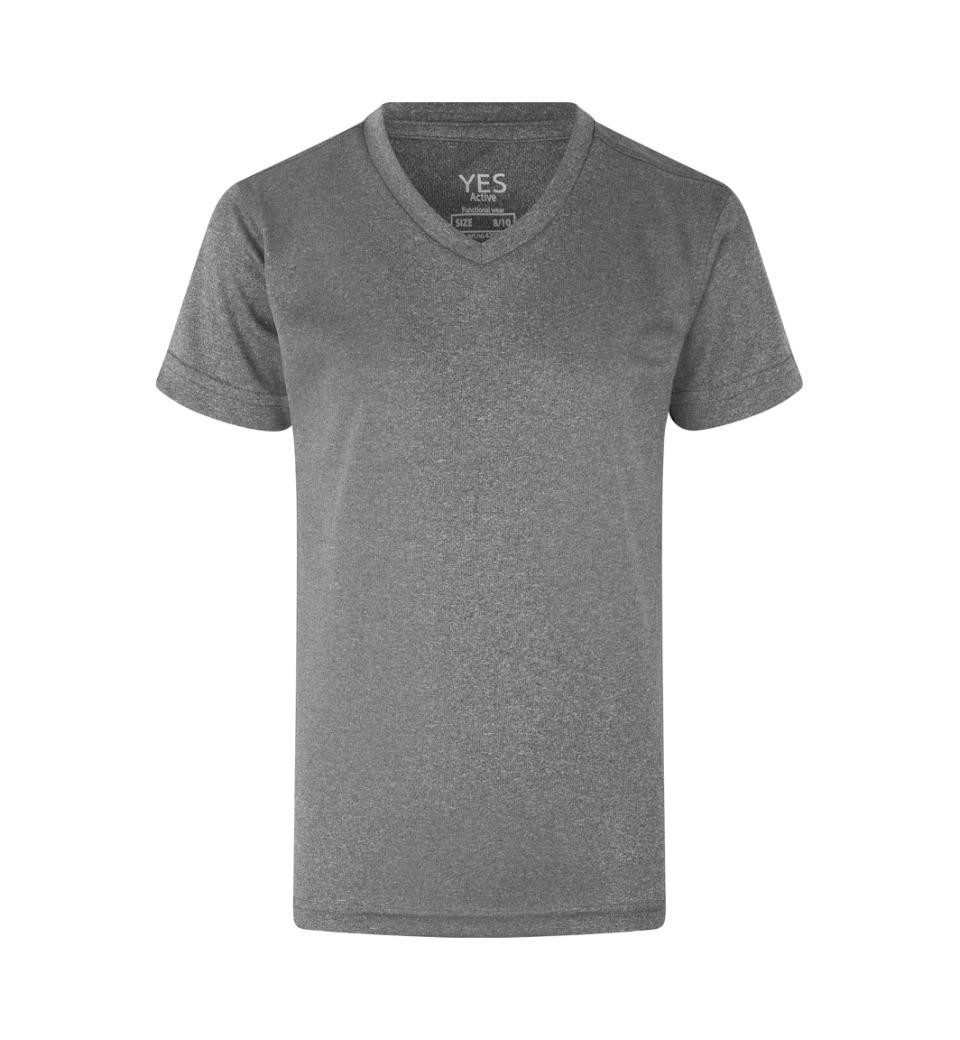 ID YES Active Børne T-shirt (Grå Melange, 12/14 ÅR)