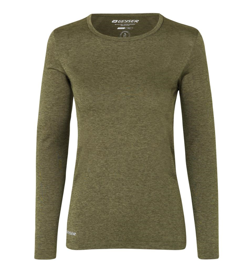 Se Geyser G21021 long-sleeved T-shirt | seamless-Oliven melange-M hos Specialbutikken