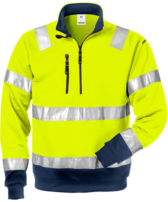 Kansas/Fristads Hi-Vis sweatshirt (Hi Vis Gul/Marine, S)