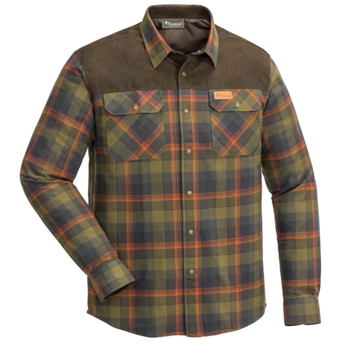 Se Pinewood Douglas flannelskjorte, h.olive/l.khaki-M - Skjorter hos Specialbutikken