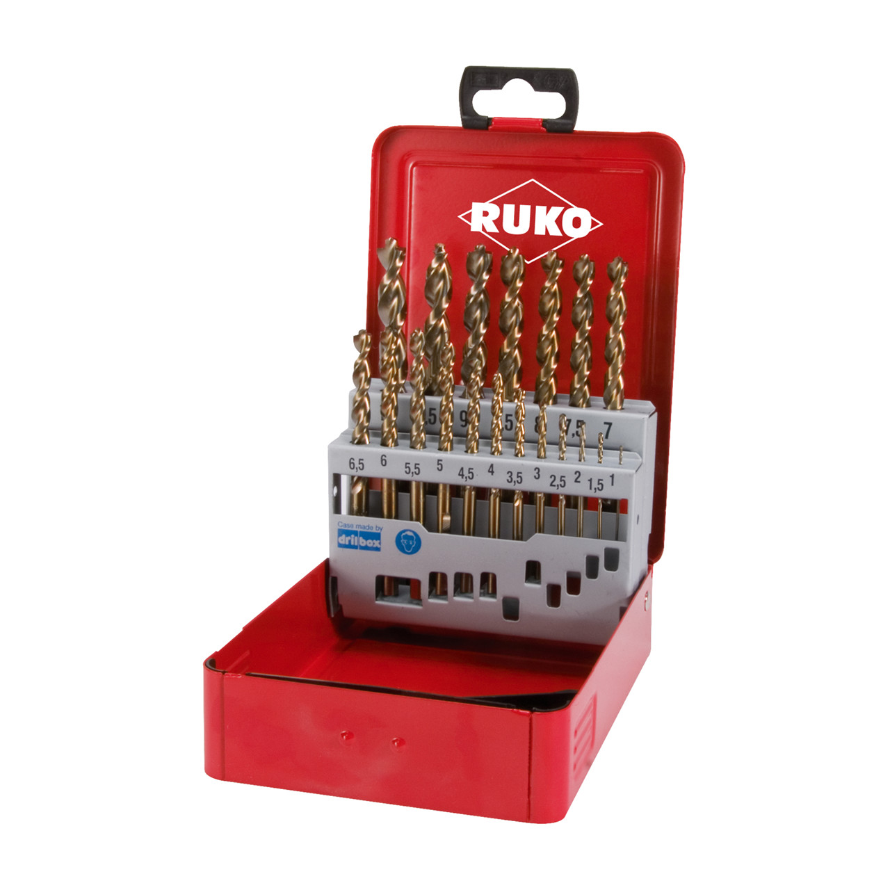 Ruko Borsæt Twist Drill Din 338 Type Turbo Hss G I Stål Kasse 19 Pcs.