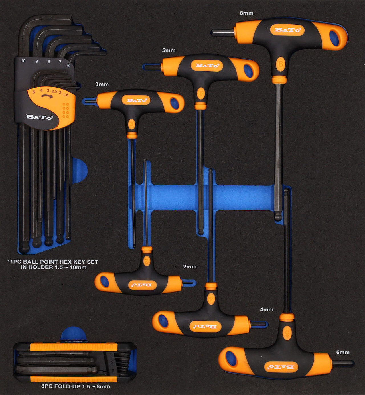 BATO T-greb stiftnøglesæt mm. EVA 2/3.