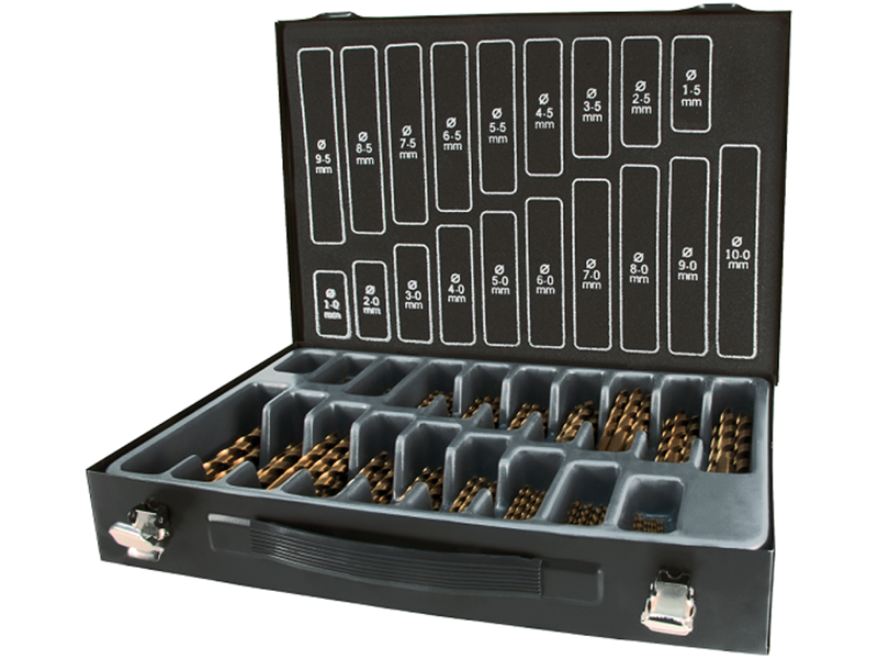 Borsortiment HSS-Co5 1-10Ã0,5mm, kuffert 170stk