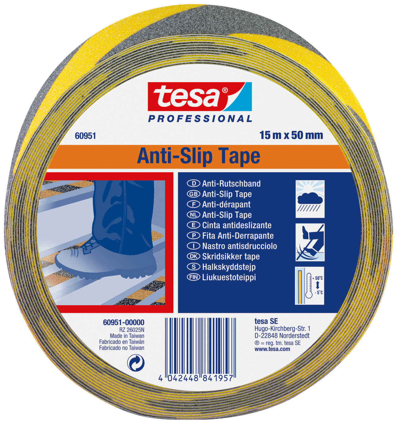 Tesa Skridsikker Tape 50 MM Gul/Sort