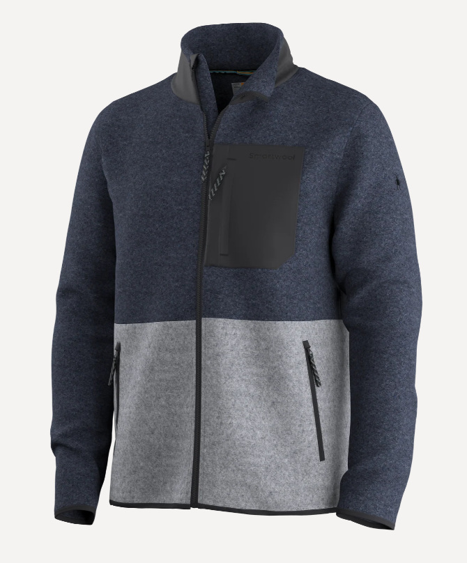 Smartwool FleeceJakke Til Herre (Light Grey/Deep Navy, XL)