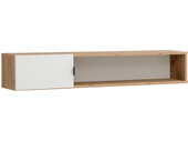 Wandregal LAHANA mit Tür in eiche/weiß, Breite 130 cm