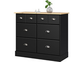 Kommode LORCA 6 Schubladen  MDF in schwarz & natur