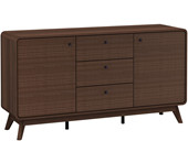 2-trg. Sideboard CARMEN mit 3 Schubladen aus MDF in walnuss