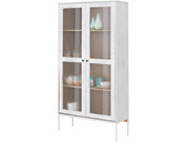 Große Vitrine FLORA 90x180 cm	aus Massivholz, creme & weiß