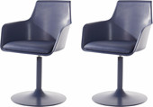2er Set Lounge Stuhl OHIO mit Trompetenfuß, dunkelblau