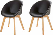 2er-Set Stühle BONO mit Kunstlederbezug in schwarz
