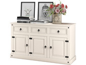3-trg. Sideboard MIGUEL aus Kiefer massiv in weiß lackiert