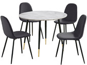 5-tlg. Essgruppe MAARIT, Esstisch Ø100 cm, Marmor/anthrazit