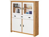 Highboard KARA Kiefer massiv in weiß & gebeizt geölt