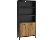 2-trg. Bücherschrank RAGNER in schwarz/natur, Höhe 180,5 cm