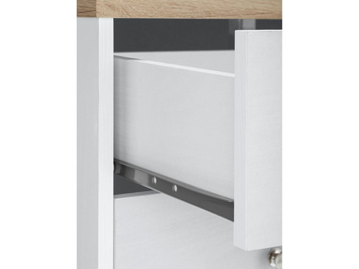 Kommode HALEY 2 Türen 4 Schubkästen aus MDF in Weiß-Eiche