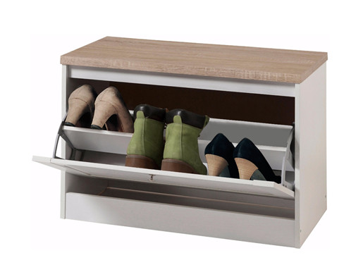 Schuhbank HALEY aus Holzwerkstoff in weiß/eichefarben
