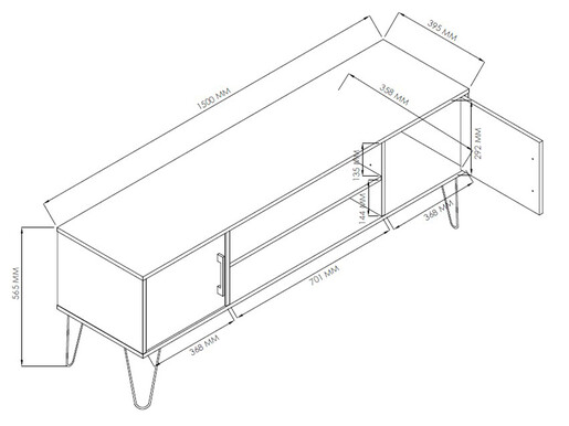 TV-Lowboard THEON mit2 Türen aus MDF, braun/schwarz