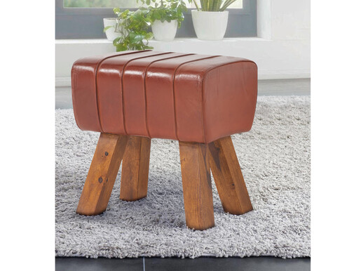 Hocker NERO aus Echtleder im Springbok Design in braun *Sonderartikel