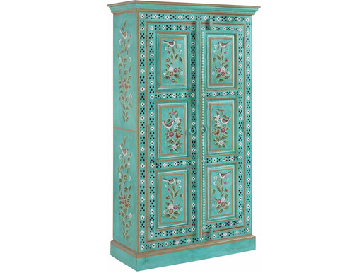 2-trg. Schrank VIVIAN aus Mangoholz  grün/bunt, 152 cm Hoch