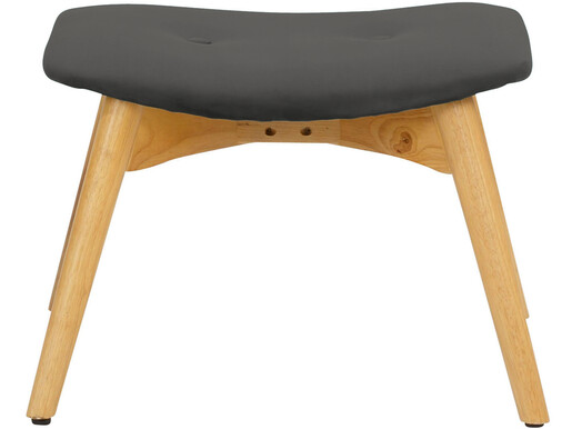Ohrensessel Newman (Sessel mit Hocker), Fernsehsessel, Samtbezug mit Knopfheftung, Untergestell aus Massivholz in grau