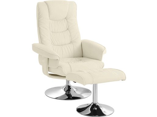 Relaxsessel SABRINA mit Hocker aus Kunstleder in creme