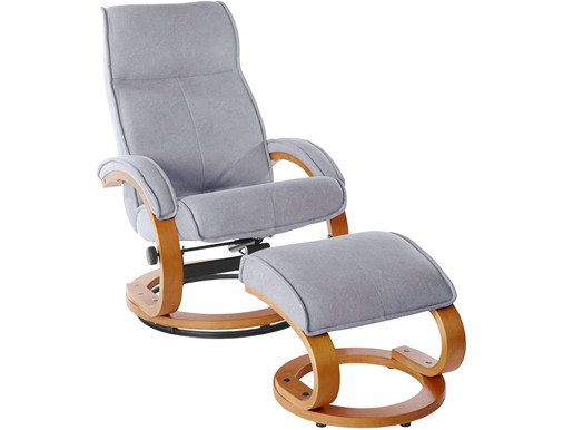 Relaxsessel LIAM mit Hocker Mikrofaser Bezug in grau