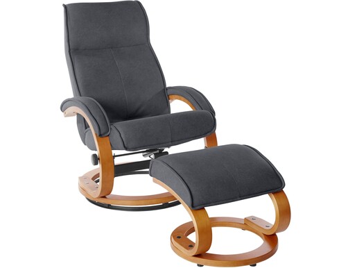 Relaxsessel mit Hocker LIAM Mikrofaser Bezug in anthrazit