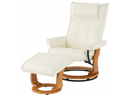 Relaxsessel GIRANA mit Hocker aus PU in creme