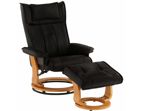 Relaxsessel GIRANA mit Hocker aus Microfaser in schwarz