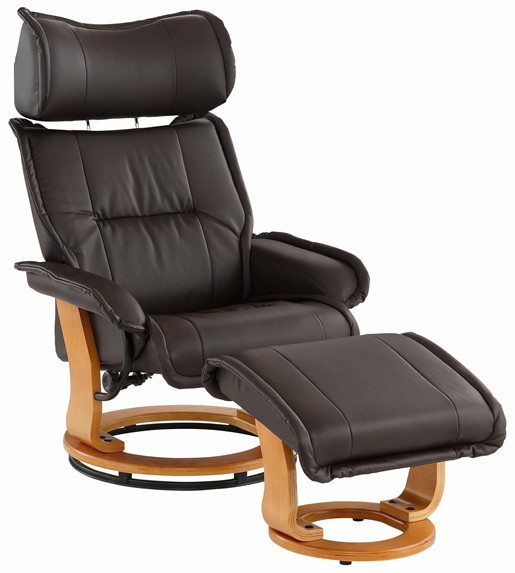 Relaxsessel ARDIN aus Kunstleder in braun mit Hocker