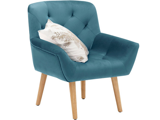 Gepolsterter Sessel SAMMY mit Samtbezug in blau