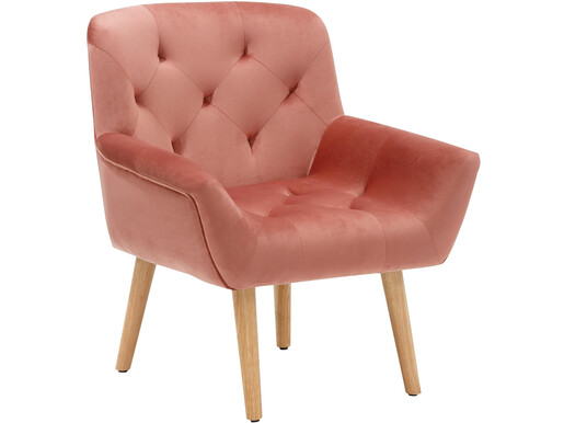 Moderner Sessel SAMMY mit Bezug in Samtoptik in rosa