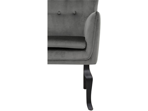 Gepolsterter Sessel HUBERT mit Keder, Samtbezug in grau