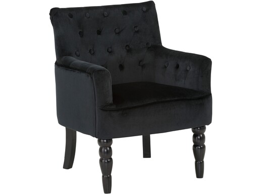 Sessel ALEXA mit Samtvelour und Knopfheftung in schwarz