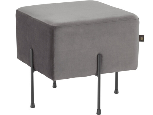 Quadratischer Polsterhocker ULF mit Samtbezug in grau
