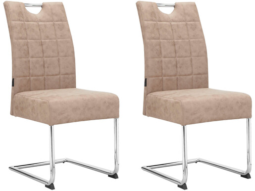 Freischwinger Chen (Set, 2 St), Esszimmerstuhl, Mikrofaser-Bezugstoff mit Büffellederoptik, Metallgestell, Sitzhöhe 47,5 cm in beige