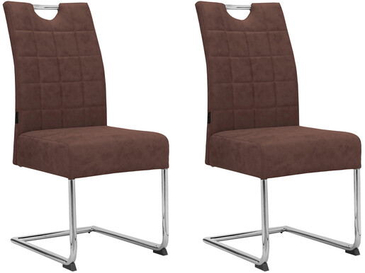 Freischwinger Chen (Set, 2 St), Esszimmerstuhl, Mikrofaser-Bezugstoff mit Büffellederoptik, Metallgestell, Sitzhöhe 47,5 cm in braun