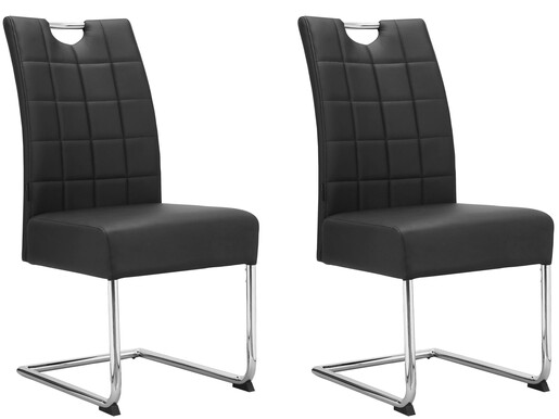 Freischwinger Chen (Set, 2 St), Esszimmerstuhl, PU-Bezugstoff, Metallgestell, Sitzhöhe 47,5 cm in schwarz