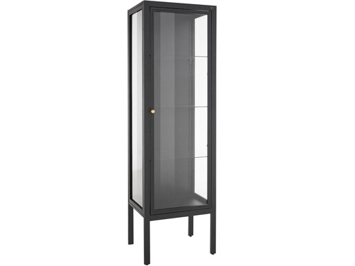 1-trg. Standvitrine ARIES aus Metall mit Glastür, 180 cm