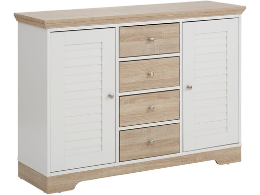 2-trg. Sideboard RAYMOND 4 Schubladen, weiß/eiche, 115 cm